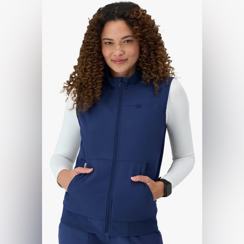 Hanes Women’s Navy Blue Comfort Fit Scrubs Vest Size Small - Picture 8 of 9